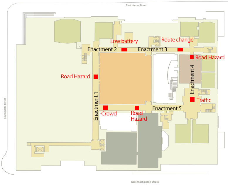 map of north quad showing where each enactment took place